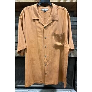 Men’s TOMMY BAHAMA Orange Embossed Palm Tree Short Sleeve Shirt XL *D1